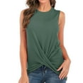 thumbnail image 3 of Scyoekwg Womens Fashion Summer Tops Sleeveless Tank Tops Sling Crewneck Loose Solid Color Casual Dressy Blouse Suspenders Blouses (Green,L), 3 of 5