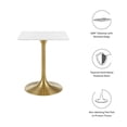 thumbnail image 4 of Hawthorne Collections 24"" Square Pedestal Bistro Table in Gold and White, 4 of 7