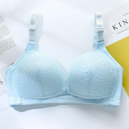 TrendVibe365 Pregnancy Bras for Women Nursing Cotton No Underwire Push up Bralettes Padded Button Front Adjustable Strap Corset Bra Full Coverage Crop Cami Top Cute Lingerie Blue XL