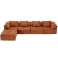 thumbnail image 2 of Orange Chenille Modular Sectional, 5 Seat & Ottoman | Suitable for Daily Relaxing and Lounging | Provides Soft Support and High Load-bearing Capacity, 2 of 3
