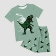 thumbnail image 2 of Hessimy Toddler Boy Clothes Set Short Sleeve T-shirt Top Elastic Waist Pocket Shorts Print 2Pcs Outfits,Elastic Waist（Dark Green,11-12 Years), 2 of 4