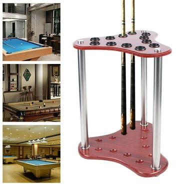 Wood Pool Cue Rack 12-Billiard Sticks Holder Floor Stand Ball Table Accessories for families, schools, clubs