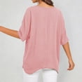 thumbnail image 4 of WERYOUNG Women's Asymmetrical T Shirt Fashion Solid Color Crew Neck T-Shirts Short Sleeve Casual Tee Travel Party Comfortable Tops L, 4 of 6