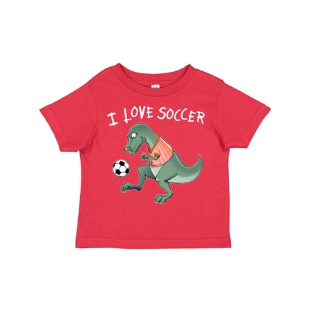 

Inktastic I Love Soccer-Dinosaur in Orange Gift Toddler Boy or Toddler Girl T-Shirt