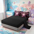 thumbnail image 3 of Manfei Pink-Blue Axolotl 7 Pieces Full Size Bedding Sets,Cartoon Animals Print Full Size Bed in a Bag,Black Reversible, 3 of 7