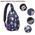 thumbnail image 2 of Women Owl and Moon Sling Backpack, Cute Cartoon Owl in Forest Sky Print Crossbody Bag, Artistic Travel Accessory for Owl Lovers, 2 of 6