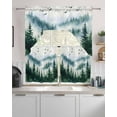 thumbnail image 2 of Ink Green Forest Kitchen Curtains Sets 36 Inch Length with Valance, Watercolor Modern Mountain Swag Valances and Tiers Curtain Set Drapes Swag Curtains for Living Room, Bathroom, Bedroom, Cafe, 2 of 6