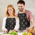 thumbnail image 5 of Black Gold Sun Moon Star Pattern Apron-Garden Aprons for Women with Pockets-Cotton Linen Waterproof Kitchen Cooking Gardening Aprons Adjustable for Kitchen,Cooking,BBQ and Salon 33x27 Inch, 5 of 7