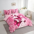 thumbnail image 3 of jejeloiu Pink Kawaii Butterflies 7-Piece Twin Bedding Sets,Leopard Pattern Bedding Comforter Set,Cheetah Print Sheet Sets For Girls Kids,Breathable Home Decor Reversible, 3 of 8