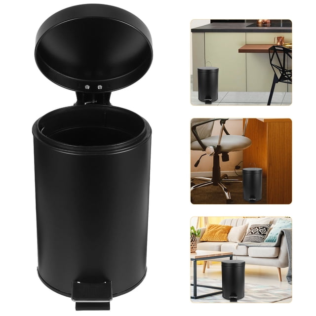 unbranded Papelera De Pedal Para Cocina De Hierro Color Negro Con Para Uso En Hogar