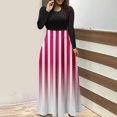 thumbnail image 2 of Diufon Maxi Dresses for Women Trendy Color Block Pleated Dress Round Neck Long Sleeve Dress, 2 of 5