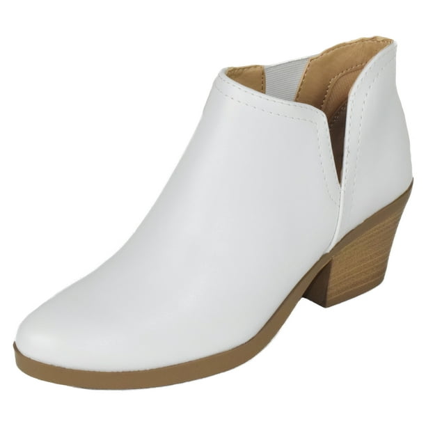 Soda Women Ankle Boots Slip On Booties V Cut Shaft Pointed Toe ARMORYS White 9