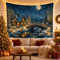 thumbnail image 3 of Winter Cabin Deer in Misty Snowy Forest, Serene Rustic Style for Nature Lovers, Wildlife Wall Art Christmas Gift Tapestry Wall Hanging for Bedroom Living Room, 3 of 7