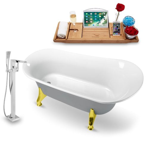 Tub, Faucet and Tray Set Streamline 70" Clawfoot NH1101GLD-100