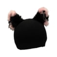 thumbnail image 2 of Quzzie Ski Helmet Cover Knitted Hat Fun Animal Ear Universal Helmet Accessory Wind Resistant Scratch Protection Winter Headgear Suitable for Snowboarding Skiing Team Use Pink Ear Black, 2 of 8