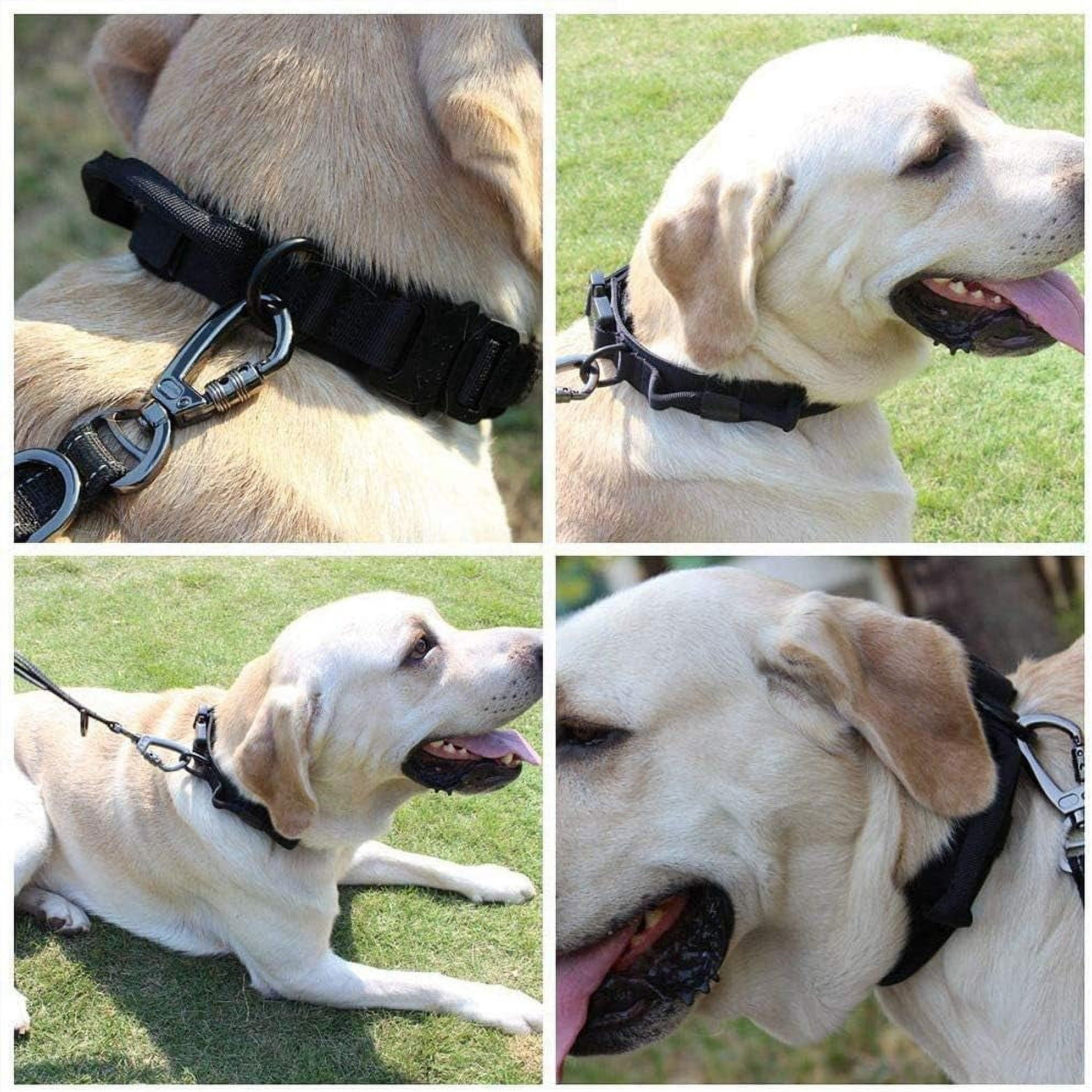 Tactical Dog Collar Military Dog Collar Adjustable Nylon Dog Collar Heavy Duty Metal Buckle with Handle for Dog Training (Red,L)