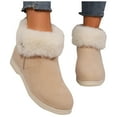 thumbnail image 2 of Aueoeo Womens Winter Flat Boots Furs Snow Boots Ankle Booties Fuzzy Warm Short Boots for Girl Side Zip Boots Beige, 2 of 6