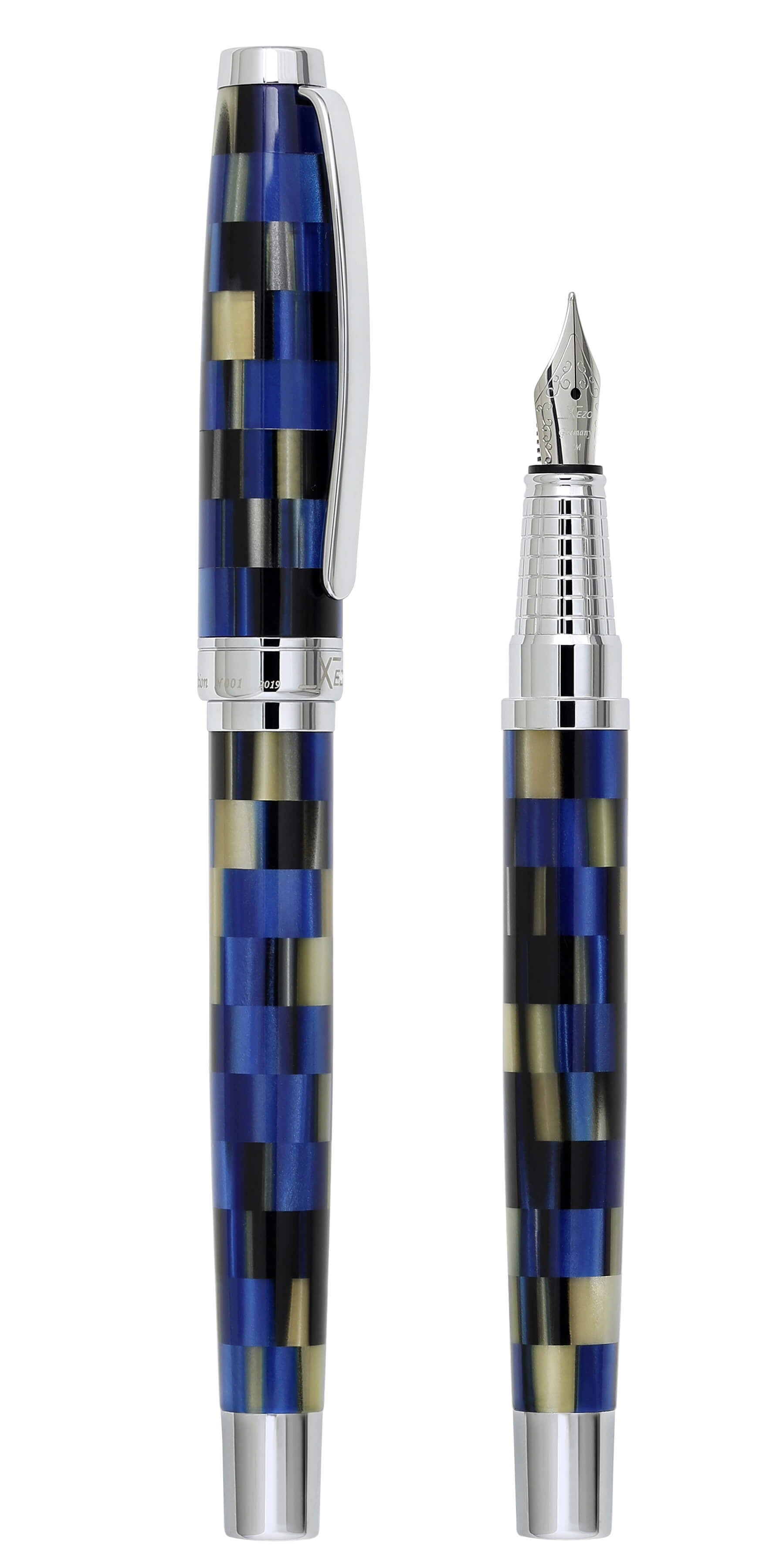 Xezo Urbanite I Acrylic  Brass Fountain Pen (Medium Nib) - Modern Blue