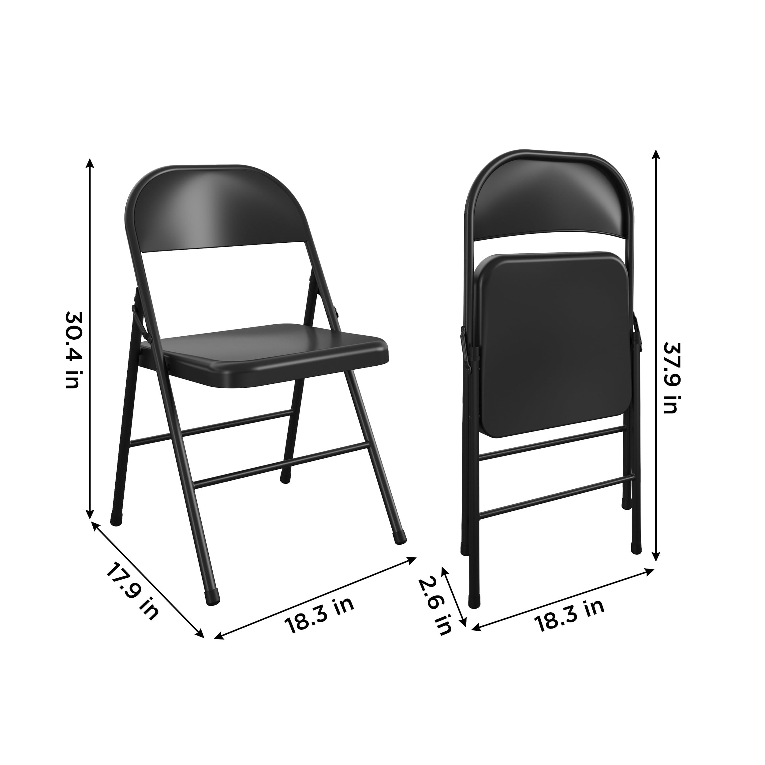(6 pack) Mainstays All-Steel Metal Folding Chair, Black, 1 Chair