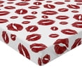 thumbnail image 2 of Ambesonne Kiss Fitted Sheet, Pop Art Lipstick Stain, Queen Size, Ruby and White, 2 of 3