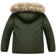 thumbnail image 2 of Chrisuno Boys Lightweight Hooded Down Alternative Jacket Warm Snow Jacket Winter Outdoor Coat With Hood Army Green 6-7, 2 of 5