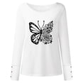 thumbnail image 4 of Moda mujer casual impreso cuello redondo manga larga otoño blusa pullver tops Pompotops FGAJ7008, 4 of 5