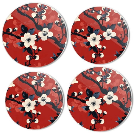 

Bahomeck Gas Stove Burner Cover Set Of 4 Red Background With White Blossom Metal Electric Stove Burner Covers Protecting Gas Stoves Kitchen Decor，8 Inch And 10 Inch