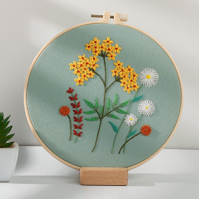 Paño de estampado Soledad con patrón floral agujas de costura artesanales hechas a mano