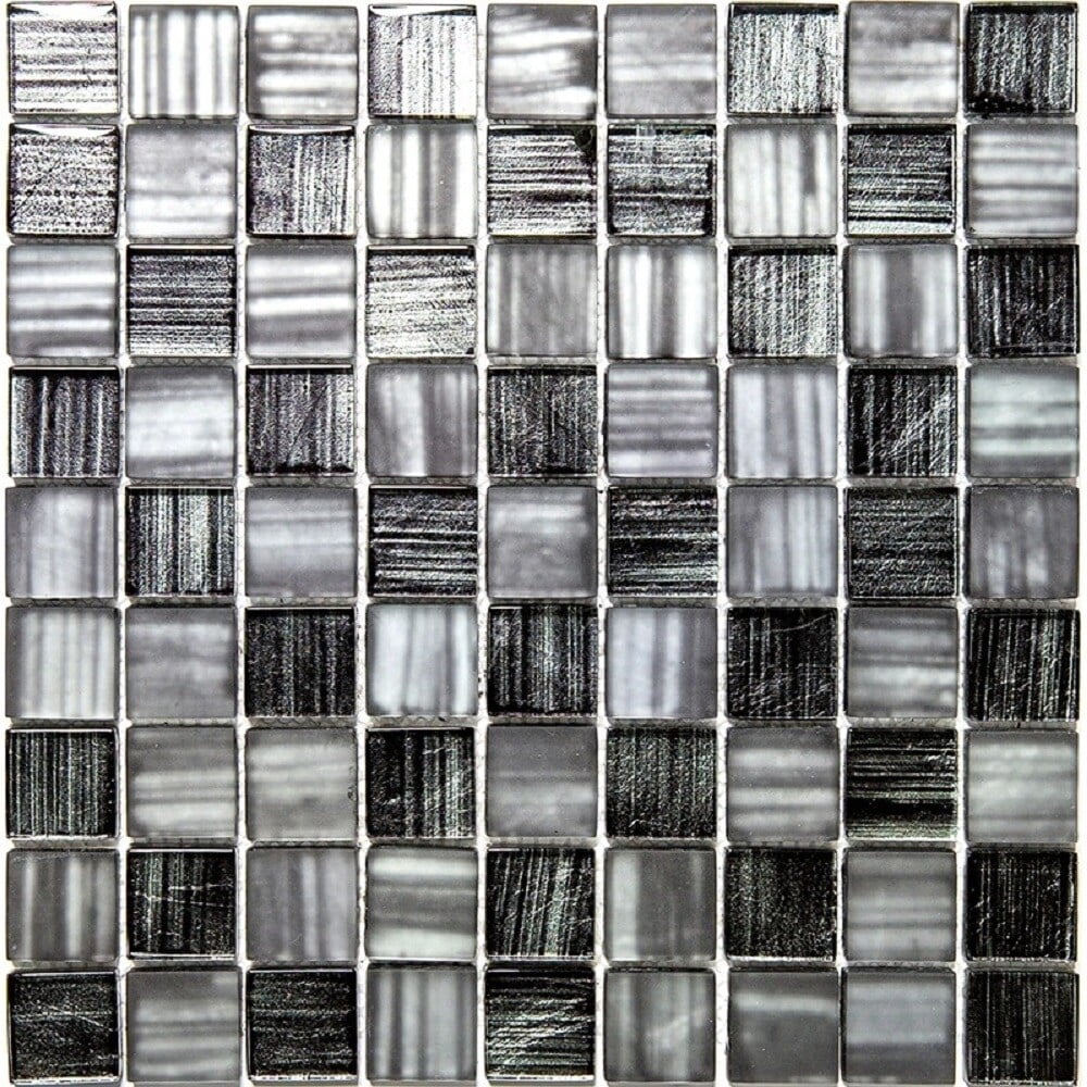 Apollo Tile   5 pack 11.3-in x 11.3-in Gray and Silver Polished and Matte Finished Glass Mosaic Tile (4.43 Sq ft/case)