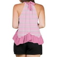 thumbnail image 4 of Diufon Womens Fashion Tank Tops Summer Ruffle Hem Stripe Sleeveless Shirts Casual Loose Back Tie Pleated Tops, 4 of 7