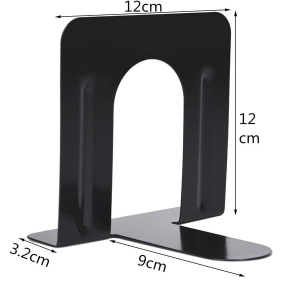 Bookends for Shelves,Metal Book Ends,Heavy Duty Bookends, Non-Slip,1 1/4" 3/4" x 5",Black, Pair