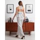 thumbnail image 3 of Conjunto para Mujer 2 Piezas Blusa Halter Escote Profundo y Pantalón Recto Rayado, 3 of 5