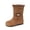 Brown, variant on Girls Bow Pearl Mid Calf Boots Kids Fleece Lined Flat Winter Boots for Party and Dress Outfits