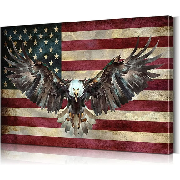 Aaheei American Flag Canvas Wall Art - Military Decor, Army Home Decor, Eagles Wall Decor for Bedroom & Living Room
