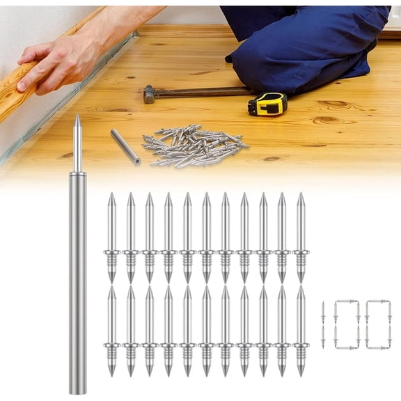 No Mark Nails, Invisible Double Headed Nails, Double Pointed Nails for Wood, Invisible Seamless Baseboard Fasteners for Solid Wood Trim, No-Mark Installation for Solid Wood Skirting & Home Renovation