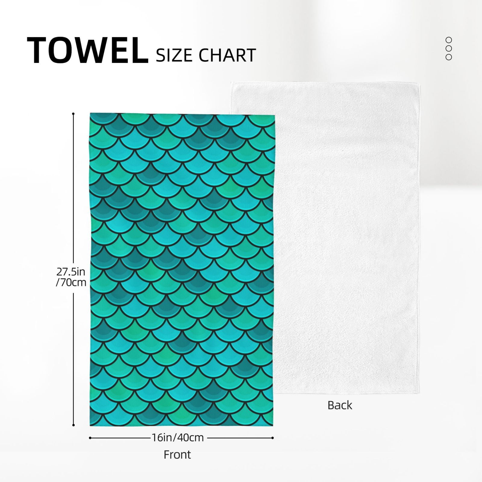 Fish Scales Blue Geometric 27.5" x 16" Ultra Soft Hand Towel, Face Wash Cloth for Bathroom, Gym, Travel, Pool
