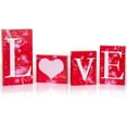 thumbnail image 5 of 4 Pack Love Blocks Gift Valentine's Day Decorations - Wooden Sign Heart Shape Design Romantic Sign L O V E Words Valentine's Day Decor for Home, 5 of 7