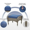 thumbnail image 4 of POCASSY Wicker Outdoor Ottoman, All Weather Gray Wicker Patio Footstools with Polyester Olefin Cushion, 250lbs Load Capacity for Porch, Balcony, Garden - Set of 2, Gray/Blue, 4 of 7