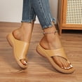 thumbnail image 5 of DeHolifer Sandals Women Leather Clip Toe Slip On Wedge Sandals Summer Beach Outdoor Dress Walking Sandals with Arch Support, 5 of 8