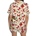 thumbnail image 5 of Christmas Beige Pajamas for Women Set Women Pajamas Graphic Printed Silk Satin Cute Sleepwear Buttons Short Sleeve Tops Shorts Sets Womens Sleepwear, 5 of 5