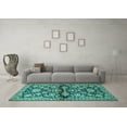 thumbnail image 3 of Ahgly Company Indoor Square Persian Turquoise Blue Traditional Area Rugs, 5' Square, 3 of 4