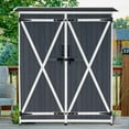 thumbnail image 2 of MCombo 64 inch Tall Outdoor Storage Cabinet with Shelves and Floor, Lockable Double Doors Garden Wood Tool Shed, Fir Wood, 2 of 9