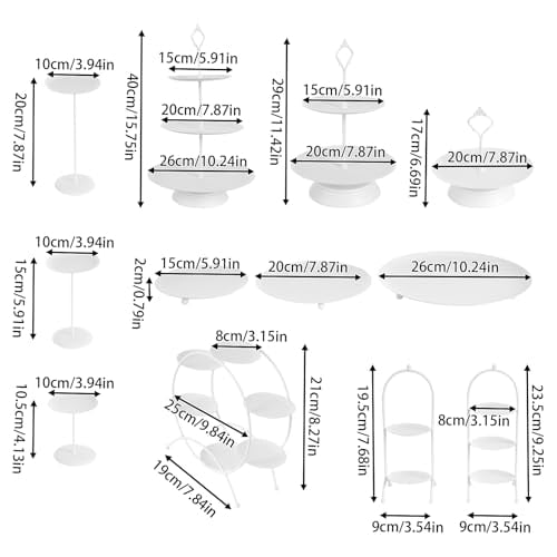 12Pcs Cake Stand Metal Dessert Table Display Set Modern Cupcake Tower Stands Round Fruits Snack Display Holder Rack Candy Holder for Wedding Party Baby Shower Home Decoration (Whit