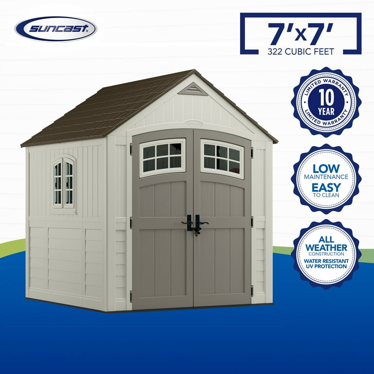Suncast 7' x 7' Double-Wall Decorative Cascade Storage Shed