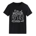 thumbnail image 1 of Camiseta con estampado de letras, camisa holgada de manga corta de gran tamaño para vacaciones, linda camisa divertida para mujer, verano, negro, S, 1 of 4