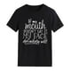 thumbnail image 1 of Camiseta negra de gran tamaño con mangas cortas, corte holgado y estampados bonitos para mujer Camiseta divertida de verano, 1 of 4