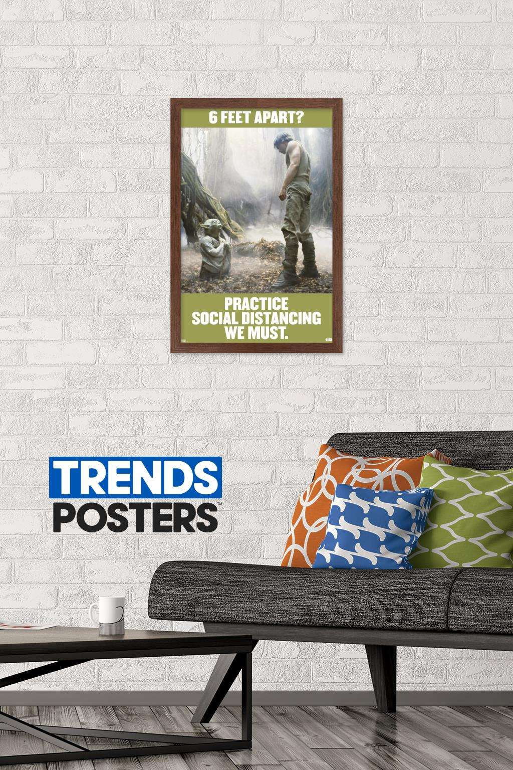Star Wars: Saga - Luke and Yoda Social Distancing Wall Poster, 14.725" x 22.375", Framed