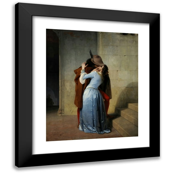 Francesco Hayez 12x14 Black Modern Framed Museum Art Print Titled - The Kiss (1859)