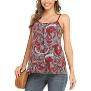 Vaslanda Women's Cami with Built in Bra Cup Casual Flowy Swing Pleated Tank Top with Adjustable Strap (S-4XL)