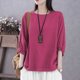thumbnail image 2 of Camiseta de Cuello Redondo de Manga de Encaje de Color Sólido de Cinco Cuartos para las Mujeres, Camisetas de Manga de Encaje para las Mujeres Casual de Moda Primavera Verano, 2 of 7